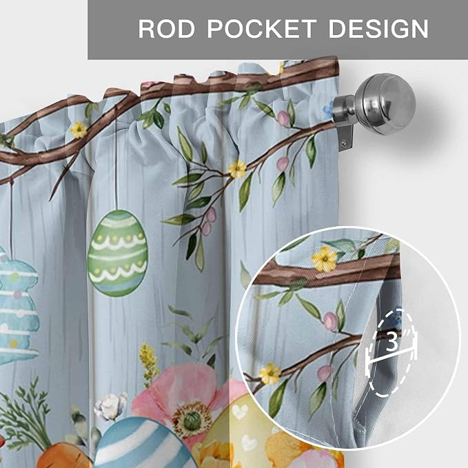 Easter Curtain Valances for Windows, Kitchen Valance Window Treatment, Spring - Image 5