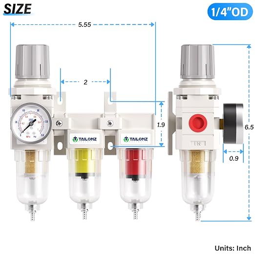 TAILONZ PNEUMATIC 0-150PSI 1/4 Inch NPT Grade 3 Stage Air Drying System - Image 2