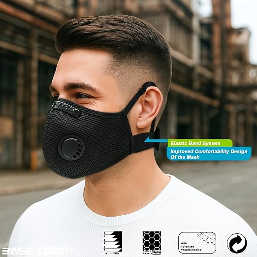 BASE CAMP Upgrade M Plus Dust Mask 2 Pack, Breathable Reusable Dust Face Mask - Image 2