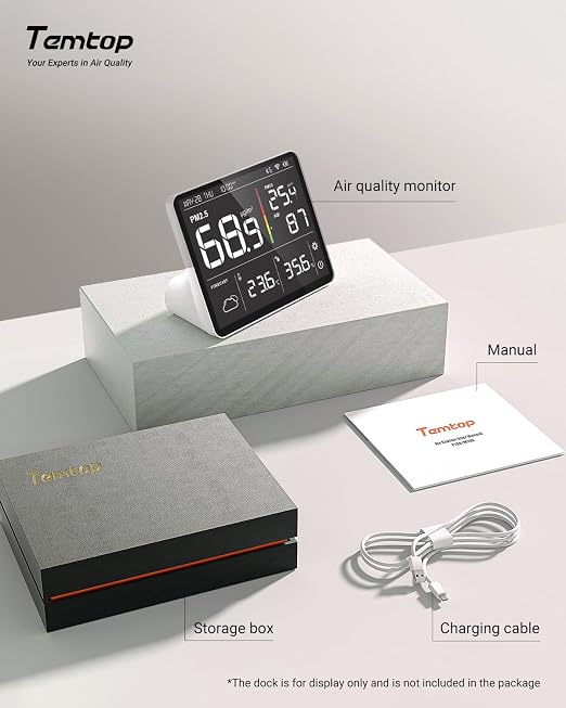 Temtop Air Quality Monitor Indoor PM2.5 CO2 Detector, 8-in-1 Smart Air Quality - Image 8