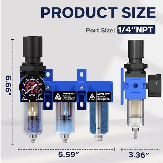 1/4 Inch NPT Three Stage Air Drying System, air Pressure Regulator - Image 2