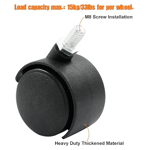 4pcs 1.5 Inch Swivel Caster Wheels, Heavy Duty Swivel Stem Casters Wheel - Image 4