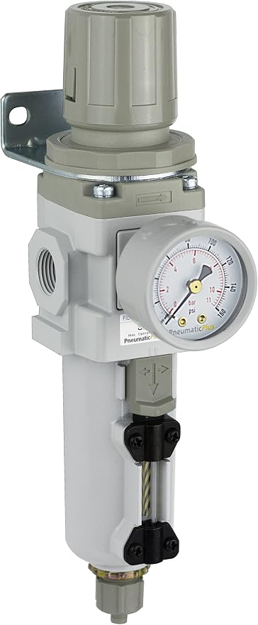 PneumaticPlus SAW300-N03BG-MEP Compressed Air Filter Regulator Piggyback Combo by PneumaticPlus