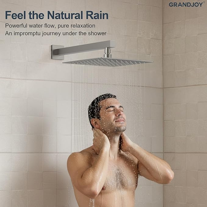 Brushed Nickel 10 Inch Rainfall Shower System with Handheld Spray & Adjustable Slide Bar, Wall Mount Bathroom Shower Faucet Set, Valve Included