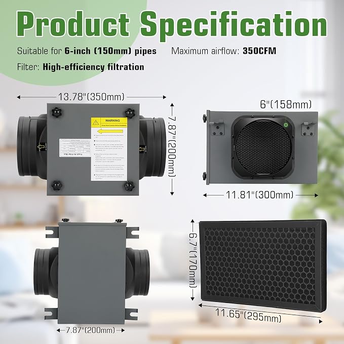 6" Inline Filter Box with 3-Layer HEPA & Activated Carbon Filtration - Image 4