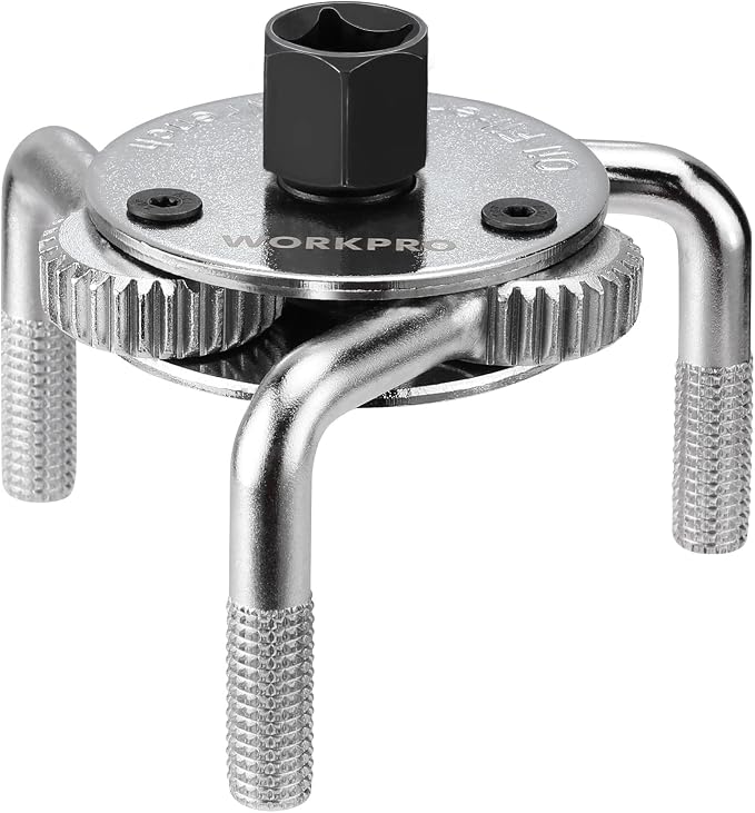 WORKPRO Adjustable Oil Filter Wrench, Universal 3"–5-1/2" Heavy Duty 3-Jaw Oil by WORKPRO
