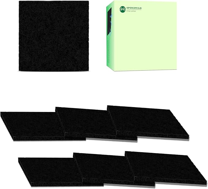 Fiber Cotton Activated Charcoal Compost Filters -7 Pack 4.5 Inch Square Odor by SPONDWILD