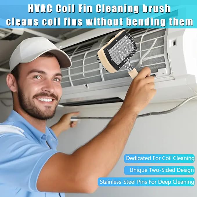 3 Pcs HVAC Coil Cleaning Brush & Fin Straightener Kit, Metal AC Fin Comb - Image 2