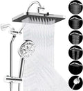 Hibbent Upgraded cUPC Certified 13'' Shower Head Combo, High Pressure 5 Spray Rainfall Showerhead with 10 Spray Modes Handheld, All Metal 3-way Diverter Shower Arm, 71'' Hose and Holder, Chrome