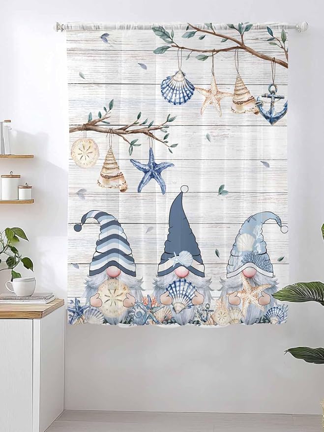 Sheer Curtains 72 Inches Long, Coastal Eucalyptus Semi Sheer Curtains Light - Image 2