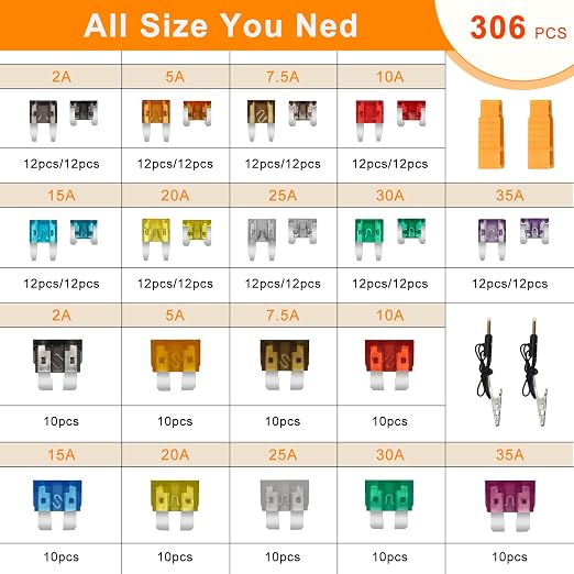 306 PCS Car Fuses Assortment Kit, - Image 2