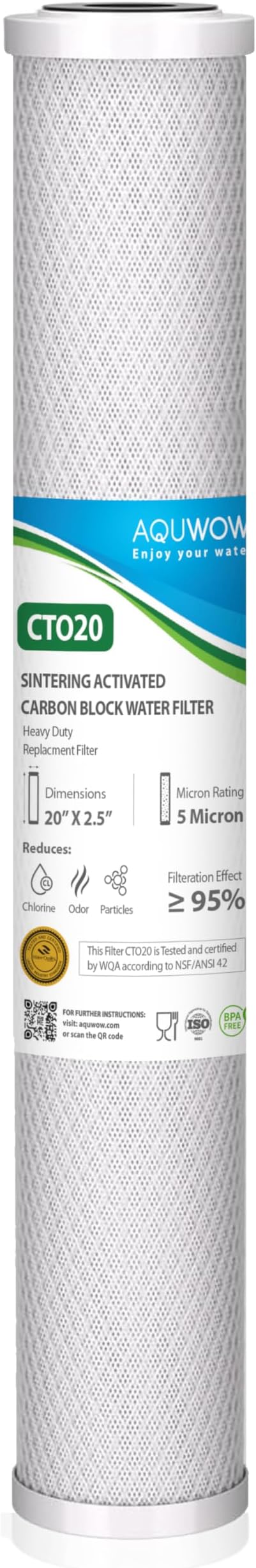 CTO20 5 Micron 2.5" x 20" Carbon Block Water Filter Set – Replacement Cartridges by YourHealthIsOurPriority