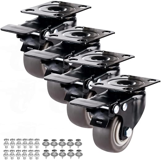 2" Casters Set of 4 Heavy-Duty Industrial Caster Wheels by GcFoir