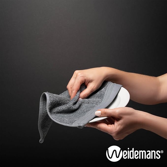 100% Cotton Washcloths Set 13” x 13” | Dark Grey Towels | Set of 12 Ultra Soft and Highly Absorbent Washcloths Sets for Bathroom, Gym, Hotel, Spa | Machine Washable Face Towel