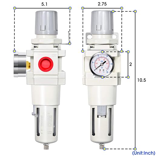 TAILONZ PNEUMATIC 3/4 Inch NPT Manual Drainage Air Filter Pressure Regulator - Image 2