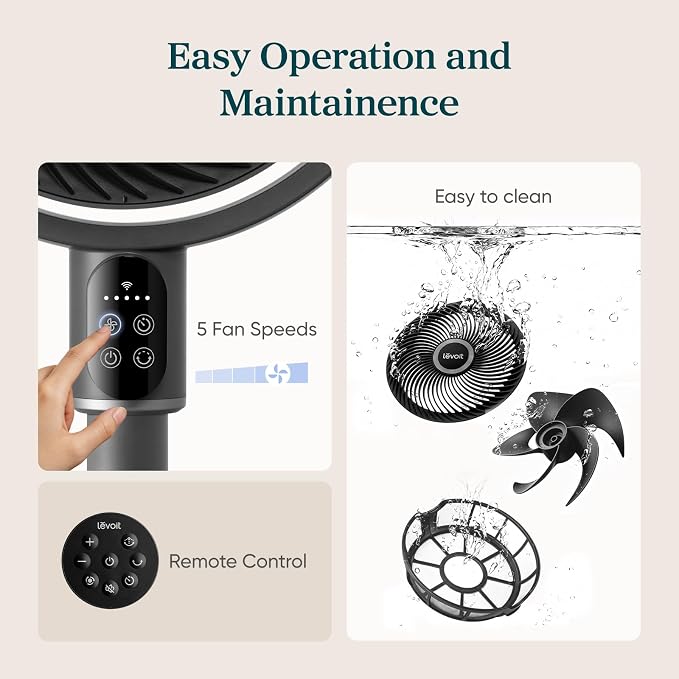 LEVOIT Standing Fan for Bedroom, 90° Oscillating Pedestal Fan, 20dB Quiet for - Image 7