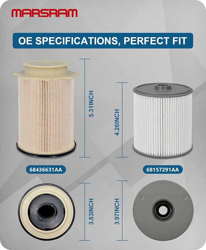 Marsram 6.7 Cummins Fuel Filter Water Separator Set fits - Image 7