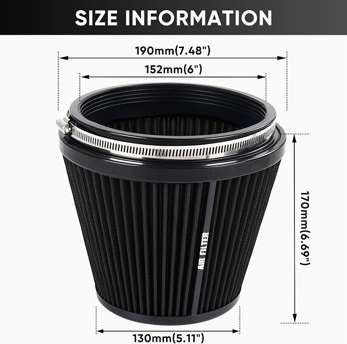6" 152mm Inlet Cold Air Intake Filter High Flow Honeycomb Top Replacement - Image 3