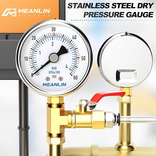MEANLIN MEASURE 0~60Psi Dry Pressure Gauge Stainless Steel 1/8" NPT 2" FACE - Image 7