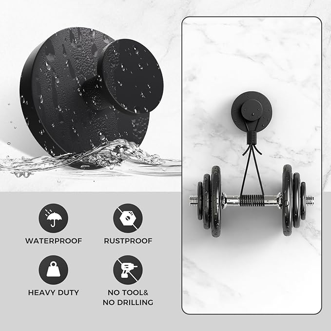 Shower Hooks for Inside Shower,Suction Cup Hooks for Glass Window,Removable Towel Hooks for Bathrooms,4 Packs(Black)