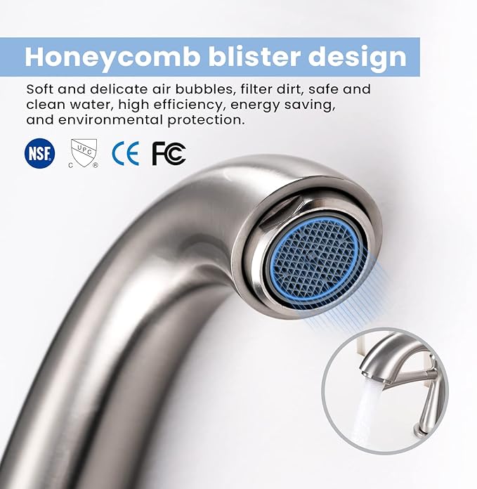 Touchless Bathroom Faucet for 3 Holes with 3 Handles, Controlling Temperature & Adjustable Water Flow, Short & Long Induction Modes, Auto Motion Sensor Brushed Nickel Bathroom Faucet Set 29180