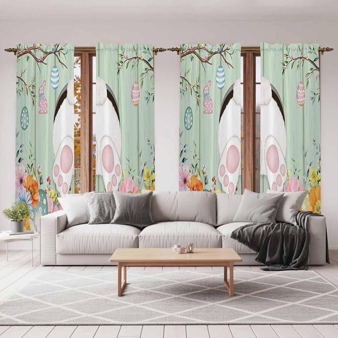 Easter Window Curtains 72 Inch Long 2 Panel Set, Rod Pocket Long Curtains & - Image 7