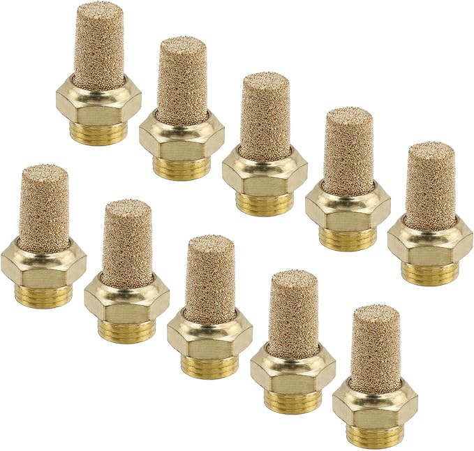 Wealrit 10 PCS Pneumatic Exhaust Mufflers, 1/8" Male Thread Hex Copper Air by Wealrit