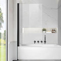 Frameless Tub Shower Door, Clear Tempered Glass Bathroom Shower Door 30" W*55" H, Hinged Foldable Bathtub Screen with Matte Black Wall Profile Support