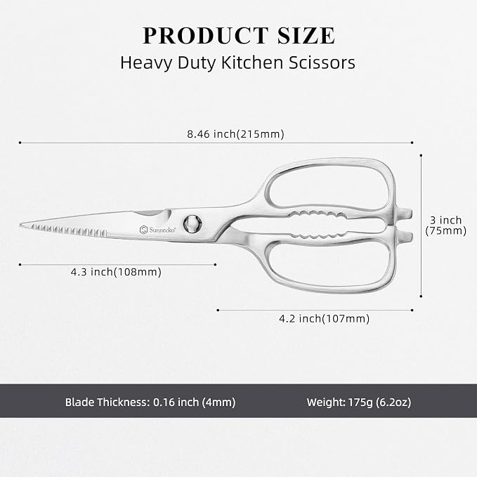 Sunnecko Kitchen Scissors for Food, Heavy Duty Scissors All Purpose Kitchen - Image 4