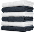 Cleanbear Extra Soft Wash Cloths Washcloths Set 6-Pack 13 x 13 Inches, Highly Absorbent Facecloths (Dark Gray & White)