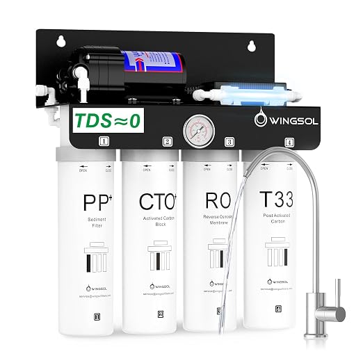 WINGSOL Reverse Osmosis Water Filter, 0 TDS UV Space-Saving Tankless RO System by WINGSOL