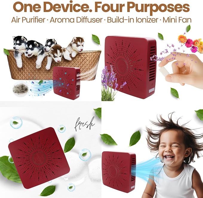 4-in-1 Portable Air Purifier HEPA Filter, Ionizer & Mini Fan – USB-C Desktop - Image 2