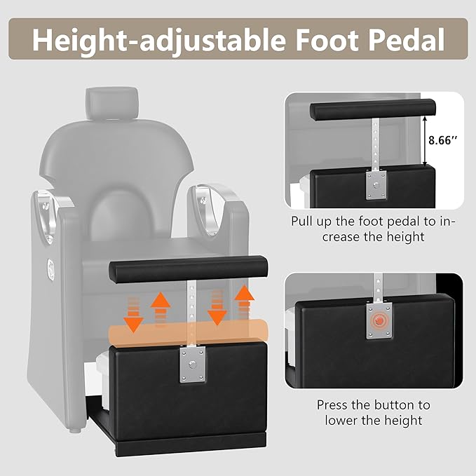 Pedicure Station for Nail Tech, Reclining Pedicure Chair with Massage Foot Bath, No Plumbing Pedicure Station Unit (Black-Sliver)