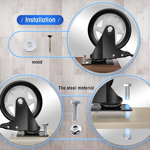 5" Swivel Plate Casters, 1400Lbs Capacity - Image 3