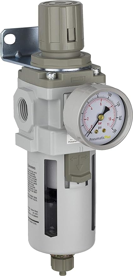 PneumaticPlus SAW400-N04BG Compressed Air Filter Regulator Piggyback Combo 1/2" by PneumaticPlus
