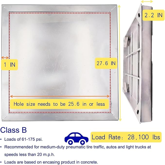 28x28 in Invisible Stainless Steel Manhole Cover and Frame - Image 2