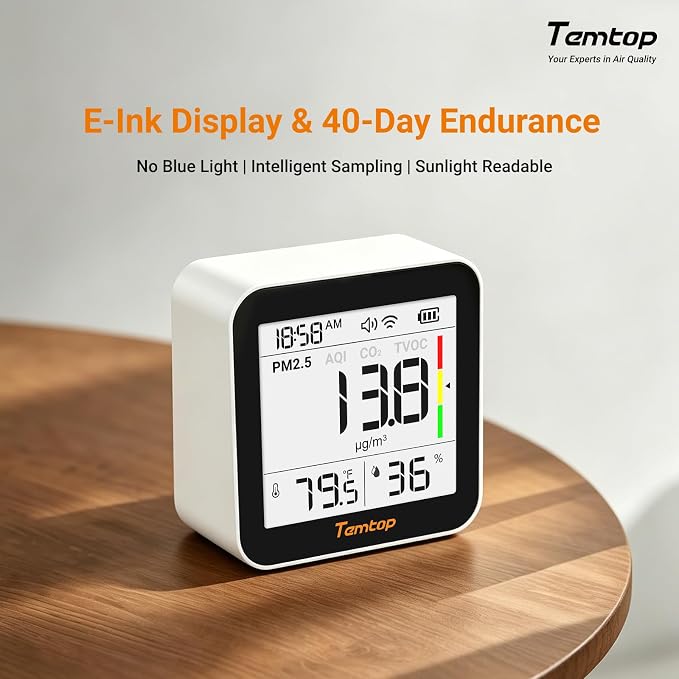 Temtop M10+ WiFi Air Quality Monitor, Rechargeable CO2 Detector - Image 5