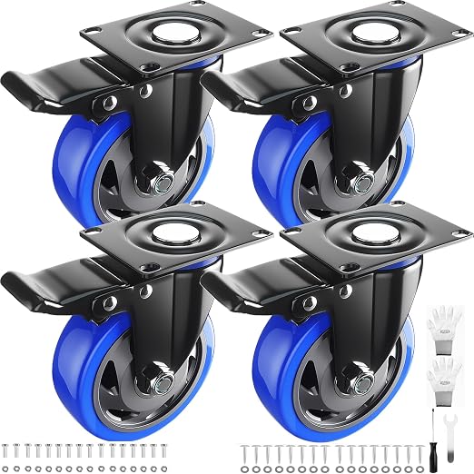 Caster Wheels 3 Inch, Swivel Casters Set of 4 Heavy Duty by WOZESEIK