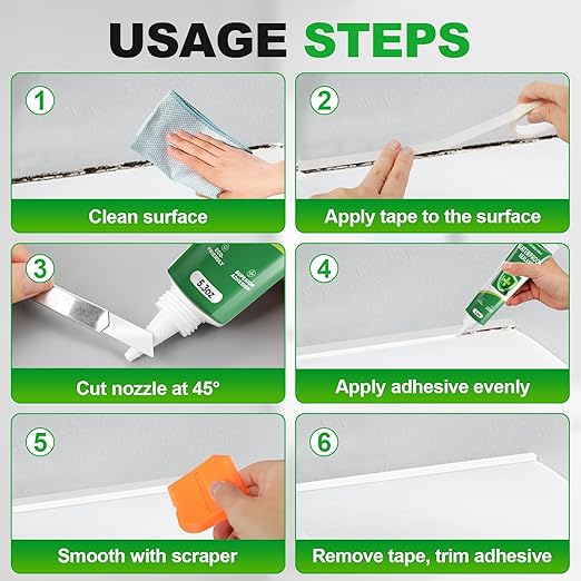 1 Pack Silicone Caulk 5.2 Oz Squeeze Tube Waterproof Silicone Sealant for Kitchen Bathroom Stronger Adhesion White Caulk for Window Toilet Sink Door Caulking Sealant with Tape and Scraper