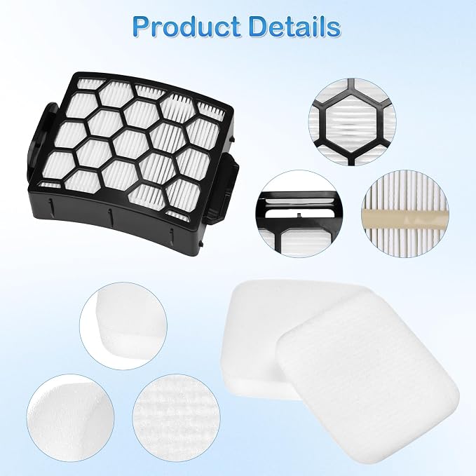 Replacement Filters for Shark UV850 UV900 Vacuum, 2 HEPA + 6 Foam & Felt Filters - Image 4