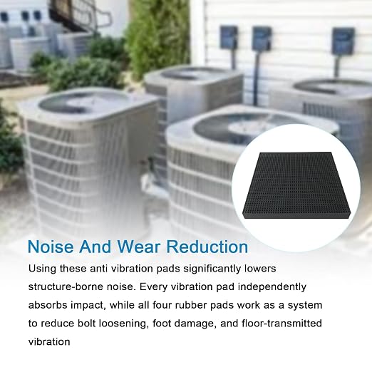 4 Pack Rubber Anti-Vibration Pads 100×100×10mm Thick Non Slip Grid Texture Anti - Image 6