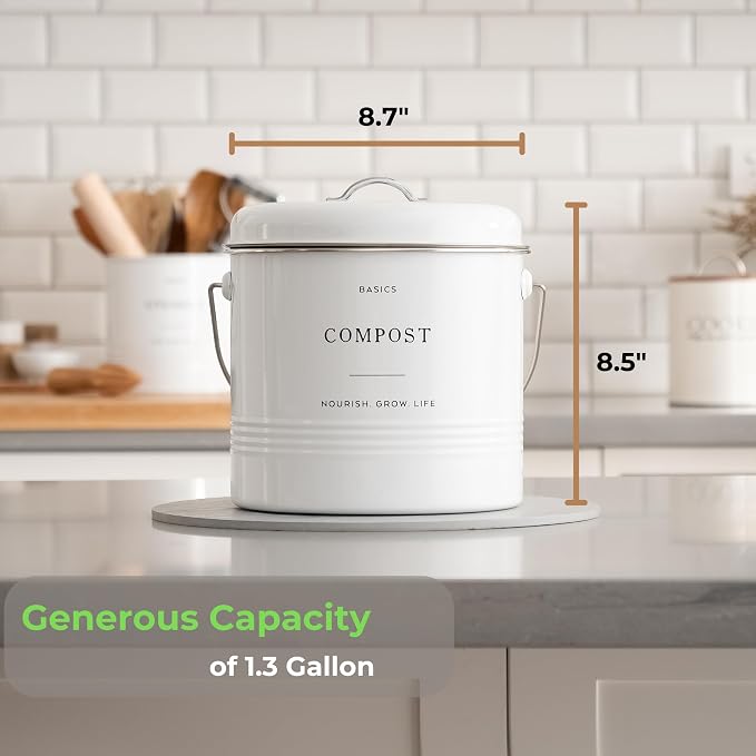 D'Lifeful Kitchen Compost Bin – 1.3 Gallon Countertop Farmhouse Compost - Image 2