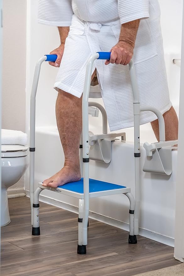 Step2Tub Shower Steps for Seniors - Bathtub Step in Assistance for Elderly - Adjustable, Non-Slip Step Stool with Handle for Elderly - Stainless Steel Bathtub Safety Step