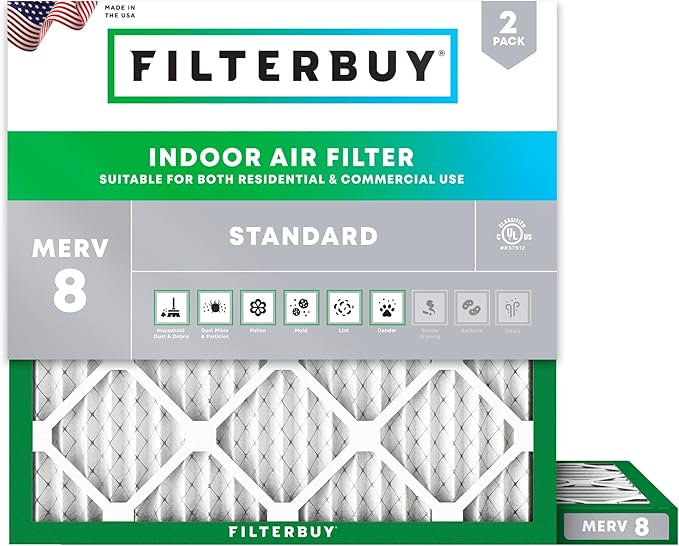 Filterbuy 19x19x1 Air Filter MERV 8 Essential Dust & Allergy Defense, by Filterbuy