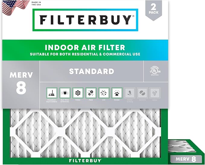 Filterbuy 15x15x1 Air Filter MERV 8 Essential Dust & Allergy Defense, by Filterbuy
