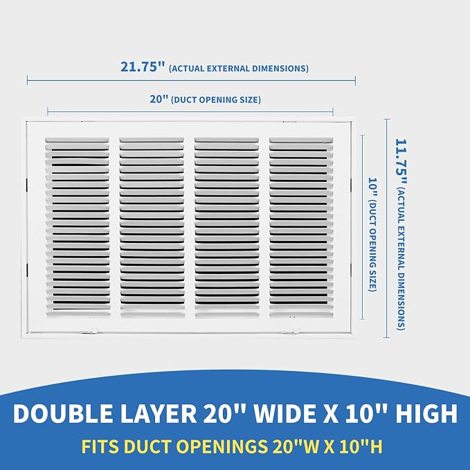 20x10 Return Air Grille, Return Air Vent Cover - Image 2