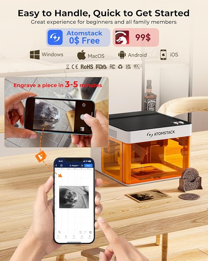 ATOMSTACK P1 5W Laser Engraver, Laser Cutter, Unibody Laser Engraving Machine - Image 6
