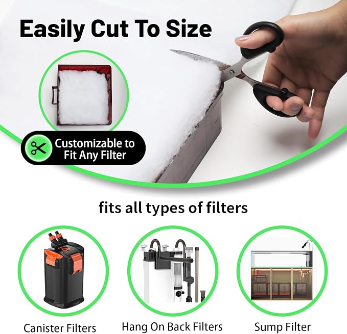 hygger 3/4'' Thick Aquarium Filter Floss 12"x 68" Poly Fiber Fish Tank Filter - Image 4