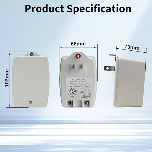 16.5V 40VA Door Bell Plug-in AC Transformer 40TR | AUTO-Resetting, Compatible - Image 7