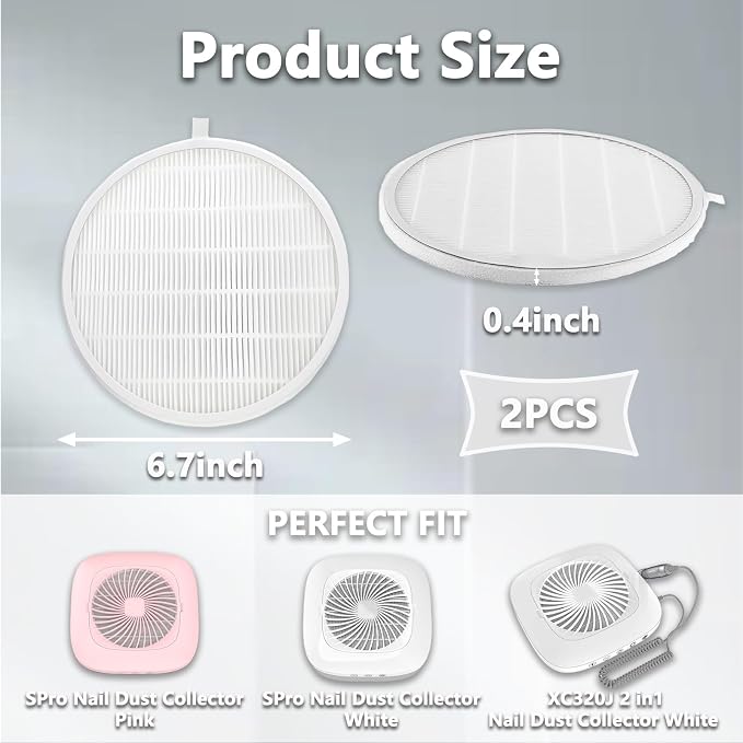 Nail Dust Collector Filter, Replacement Filters Compatible - Image 2